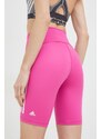 Tréninkové šortky adidas Performance Training Icons dámské, růžová barva, s potiskem, high waist