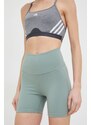 Šortky na jógu adidas Performance Yoga Studio zelená barva, high waist