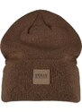 Čepice Urban Classics Leatherpatch Long Beanie - toffee