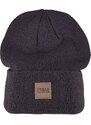 Čepice Urban Classics Leatherpatch Long Beanie - plum