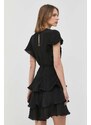 Šaty s příměsí hedvábí Twinset černá barva, mini