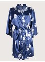Yoclub Woman's Satin Short Robe PIS-0003K-A100 Navy Blue