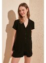 Trendyol Black Viscose Shirt-Shorts Woven Pajama Set