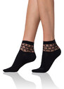Bellinda Dámské ponožky TRENDY COTTON SOCKS - Dámské ponožky s ozdobným lemem - černá