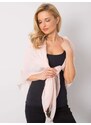 Fashionhunters Světle růžová dámská šála s nášivkami
