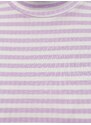 Bílo-fialové pruhované krátké tričko Pieces Raya - Dámské