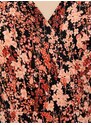 Černo-oranžové květované šaty Pieces Emanuelle - Dámské