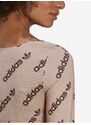 Béžové dámské vzorované zkrácené tričko adidas Originals - Dámské