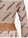 Béžové dámské vzorované zkrácené tričko adidas Originals - Dámské