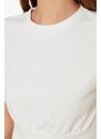 Trendyol The Ecru Fitted/Simple Crew Neck Low Sleeve Slim Knitted Blouse