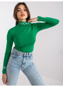 Fashionhunters Zelená vypasovaná halenka s nápisy Yarina
