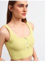 Dilvin Women's Yellow Tank Top with Pops and Buttons