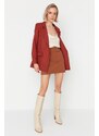 Trendyol Brown Woven Button Mini Skirt