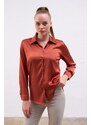 Gusto Satin Shirt - Brown