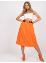Fashionhunters Oranžová elegantní lichoběžníková sukně