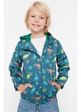 Trendyol Oil Boy Hoodie With Pocket Dinosaur Patterned Raincoat