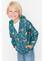 Trendyol Oil Boy Hoodie With Pocket Dinosaur Patterned Raincoat