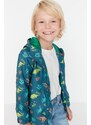 Trendyol Oil Boy Hoodie With Pocket Dinosaur Patterned Raincoat