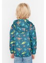 Trendyol Oil Boy Hoodie With Pocket Dinosaur Patterned Raincoat
