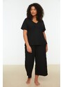 Trendyol Curve Black Knitted Pajamas Set