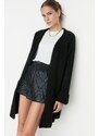 Trendyol Black Wide Fit Soft Textured Knitwear Cardigan