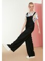 Trendyol Black Gilet Form Linen Look Wide Leg Woven Jumpsuit