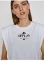 Bílé dámské tričko s potiskem Replay - Dámské