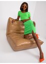 Fashionhunters Zielona spódnica z rozcięciem w prążki Elvira RUE PARIS