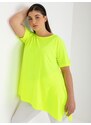 Fashionhunters Fluo žlutá hladká viskózová halenka větší velikosti