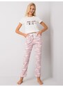 Fashionhunters Dvoudílné bílé pyžamo s potiskem