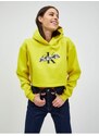 Žlutá dámská zkrácená mikina s kapucí Calvin Klein Jeans - Dámské