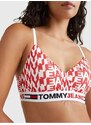 Tommy Hilfiger Červeno-bílá dámská vzorovaná podprsenka Tommy Jeans - Dámské