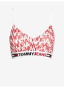 Tommy Hilfiger Červeno-bílá dámská vzorovaná podprsenka Tommy Jeans - Dámské