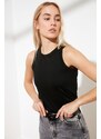 Trendyol Black Cotton, Sleeveless, Knitted Singlet