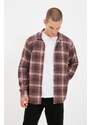 Trendyol Claret Red Men Regular Fit Shirt Collar Long Sleeve Lumberjack Plaid Shirt