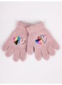 Yoclub Kids's Girls' Five-Finger Gloves With Hologram RED-0068G-AA50-002