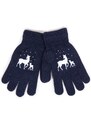 Yoclub Kids's Girls' Five-Finger Gloves RED-0012G-AA5A-013 Navy Blue