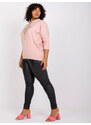 Fashionhunters Zaprášená růžová bavlněná halenka Aileen plus size