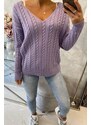 Kesi Pletený svetr s výstřihem do V fialové barvy