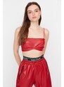 Trendyol X Sagaza Studio Red Faux Leather Bustier