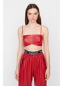 Trendyol X Sagaza Studio Red Faux Leather Bustier