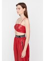 Trendyol X Sagaza Studio Red Faux Leather Bustier