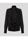 KOŠILE KARL LAGERFELD LOGO JACQUARD RUFFLE SHIRT