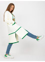 Fashionhunters Ecru-zelený oversize cardigan s kapsami RUE PARIS