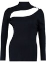 Trendyol Curve Black Detachable Collar Thin Knitwear Sweater