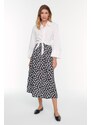 Trendyol Black and White Patterned Knitted Scuba Crepe Skirt