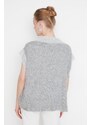 Trendyol Gray Soft Textured Oversized Collar Detailed Knitwear Sweater