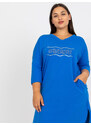 Fashionhunters Modrá bavlněná tunika pro každodenní nošení