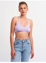 Dilvin 1061 Lace-Up Back Tricot Bralette Lilac