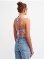 Dilvin 1061 Lace-Up Back Tricot Bralette Lilac